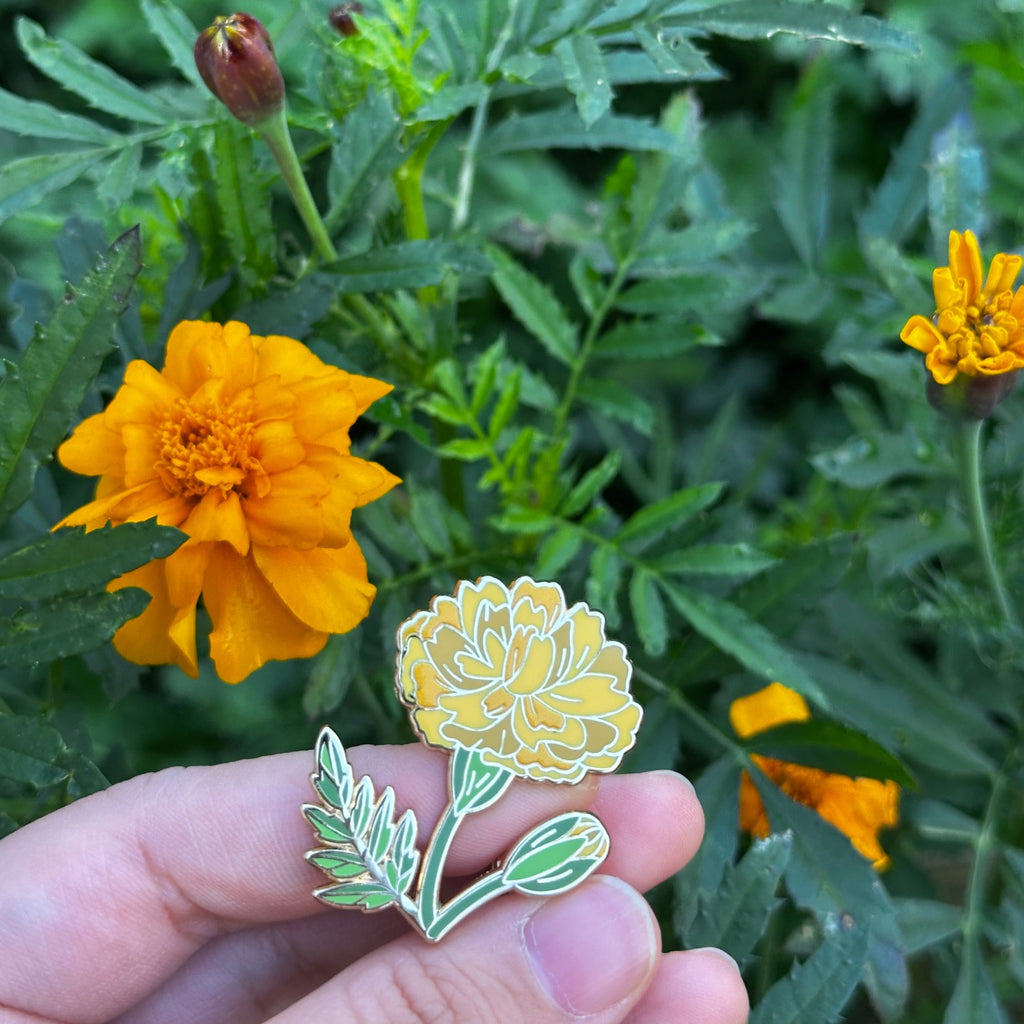 10. Marigold ✿ bud+blossom | Birth Flower Enamel Pin