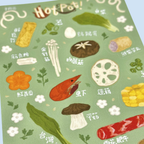 Hot Pot Waterproof Sticker Sheet