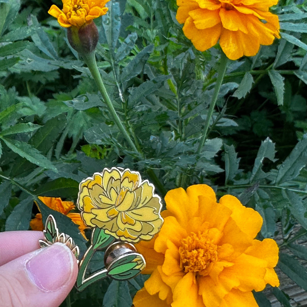 10. Marigold ✿ bud+blossom | Birth Flower Enamel Pin