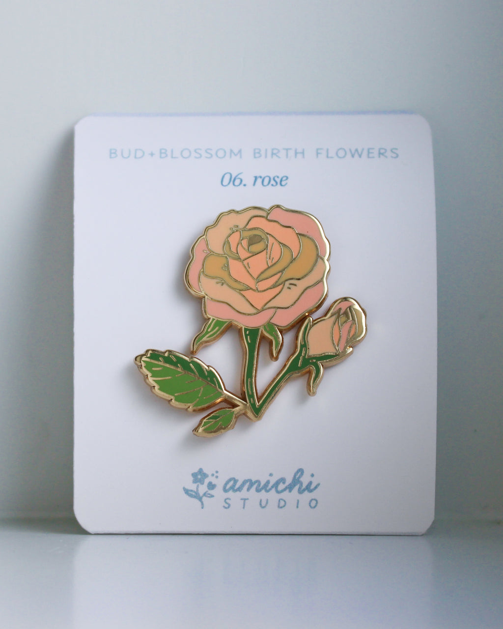 06. Rose ✿ bud+blossom | Birth Flower Enamel Pin