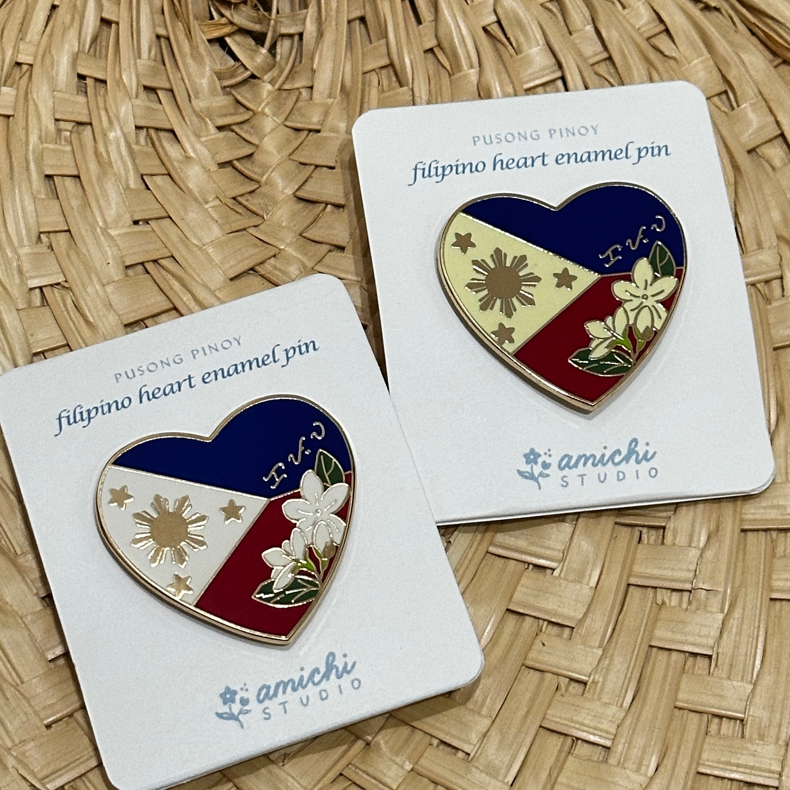 Pusong Pinoy / Filipino Heart Enamel Pin ✿ bud+blossom