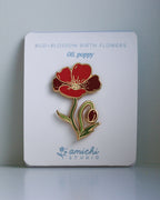 08. Poppy ✿ bud+blossom | Birth Flower Enamel Pin