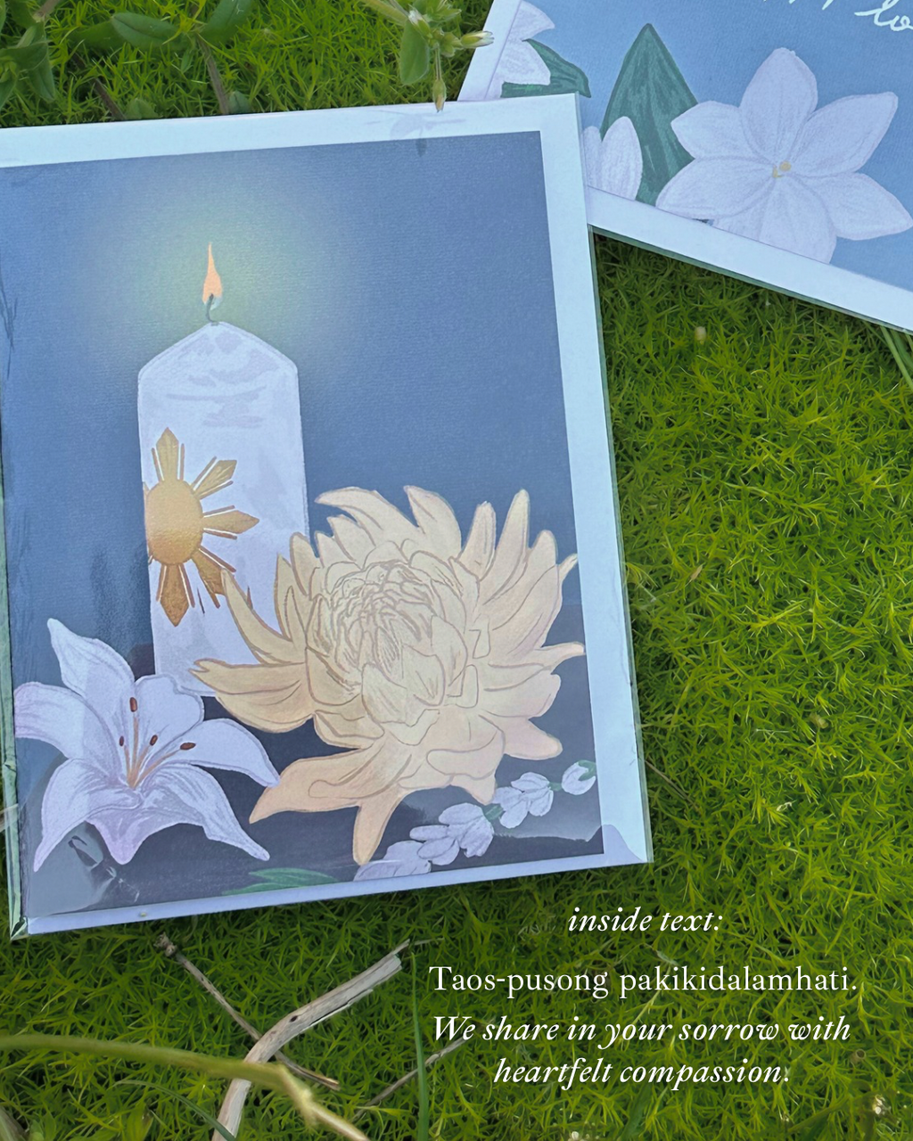 inside text: Taos-pusong pakikidalamhati. We share in your sorrow with heartfelt compassion.